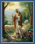 Dimensean Stamped Cross Stitch Kits Full Range of Embroidery Patterns Starter Kits for Beginners Adult DIY Cross Stitches Needlepoint Kits 11CT-Jesus Shepherds the Sheep 16x20 inch - color: Craftpattern43