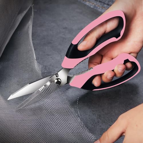 BoFuYuan Utility Scissors All Purpose heavy duty 8-Inch Pink - color: Pink