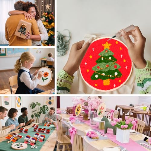 Punch Needle Kit for Adults Beginners - 3 Sets DIY Embroidery Starter Kit - color: 07-snowman