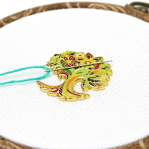 Awesome Pattern Studio Needle Minder Set - Tree of Life Magnetic Needle Minder + 2 Needle Threaders. Enamel Pin for Cross Stitch, Embroidery and Craft - size: TreeOfLife Set #1