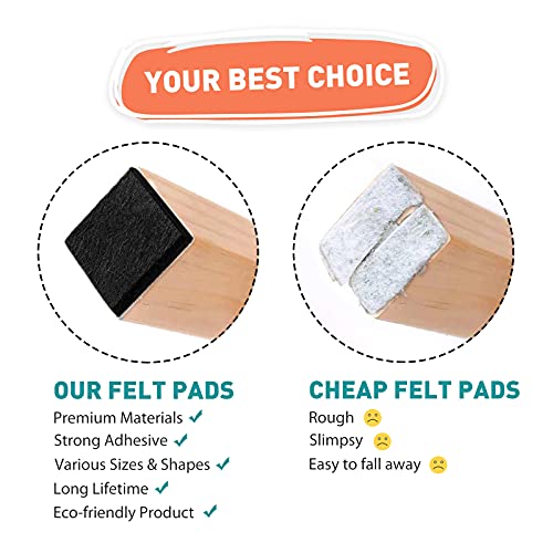 12"x12"x1/8" Thick Adhesive Black Felt Sheets Sticky Felt Fabric Pads 8pcs