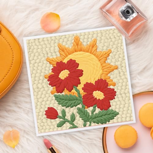Doodlream Flowers and Sun DIY Punch Needle Embroidery Kit for Adult Beginner, 9.4" Punch Stitching Craft Set for Starter with Frame, Fabric Pattern, Threader, Yarn, Pinch Needle - color: Flowers and Sun