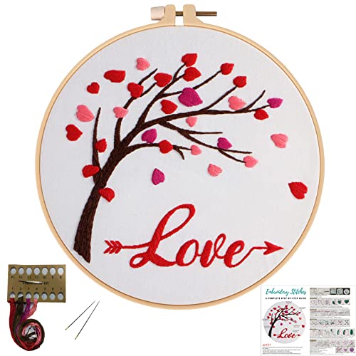 Louise Maelys Love Heart Tree Embroidery Kit for Adults, Romantic DIY Craft - color: kit-5