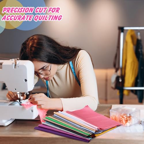 Tudomro 200 Pcs 10 x 10 Inch Solid Cotton Fabric Squares Bundle Fat Quarters Sewing Fabric Multicolor Precut Quilting Fabrics for Beginners DIY Sewing Patchwork Embroidery Craft