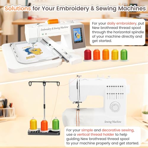 New brothread 64 Spools 1000M/1100Y Polyester Embroidery Machine Thread Kit - color: 64 Spools