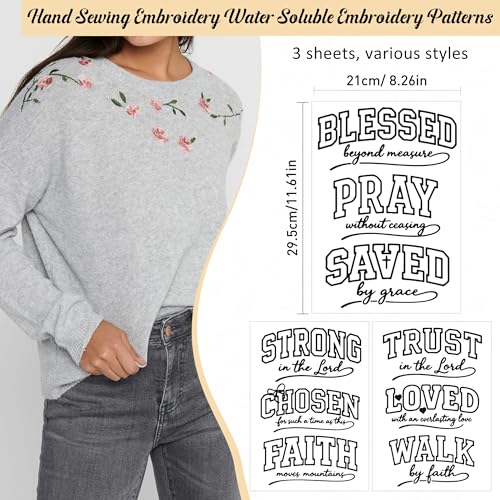 Christian Water Soluble Stabilizer Embroidery Patterns, 3 Sheets - color: Gothic Christian971