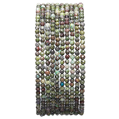 BEADIA Faceted Natural Dragon Blood Stone Round Loose Semi Gemstone Beads for Jewelry Making 2-2.5mm 38cm - color: Dragon blood stone Faceted, size: 2-2.5mm