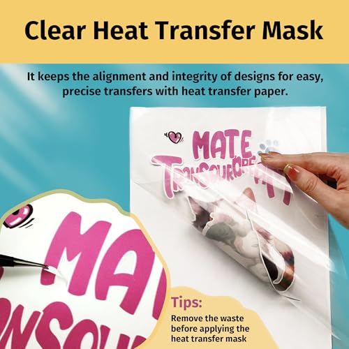 TransOurDream Heat Transfer Mask & Iron on Tape (10 Sheets, 8.5x11")- Iron-On Clear Positioning Film for Light Transfer Paper & Printable HTV on Shirts - color: Mask-light, size: 10 Sheets