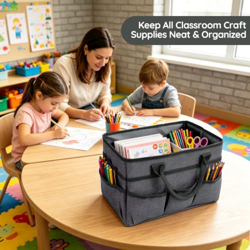 AKAYOK Art Supply Organizer with 11 Pockets, Caddy Organizer with Handle