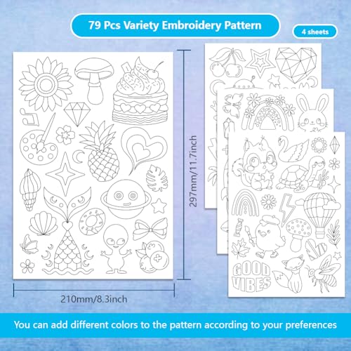 4 Sheets Water Soluble Embroidery Patterns Stabilizers Fun Theme Embroidery Stick and Stitch Paper with Pre-Printed Fun Style Patterns for Hand Sewing Lover Beginners - style: Cute Animals