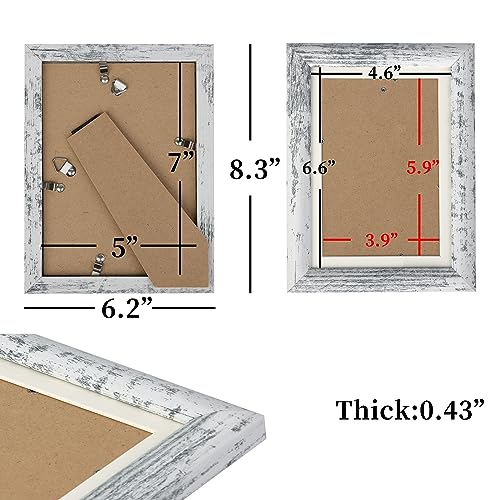 AEVETE Picture Frame 5x7 White Wash Photo Frames Rustic for Wall and Desk - color: White Wash, size: 5x7