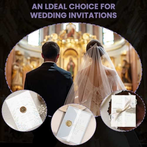SuFly Pre-Folded Vellum Jackets for 5x7 Invitations, 90-Pack (60lb/93gsm) Translucent Vellum Paper 5x7 Sleeves, Invitation Jackets, Elegant Wedding Invitation Accessories, Envelope Liners, DIY Crafts. - size: 5" x 7", 90 Pack