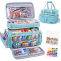 AMOIGEE Double Layer Sewing Organizer Bag with 2 Clear Storage Sewing Boxes - color: Turquoise