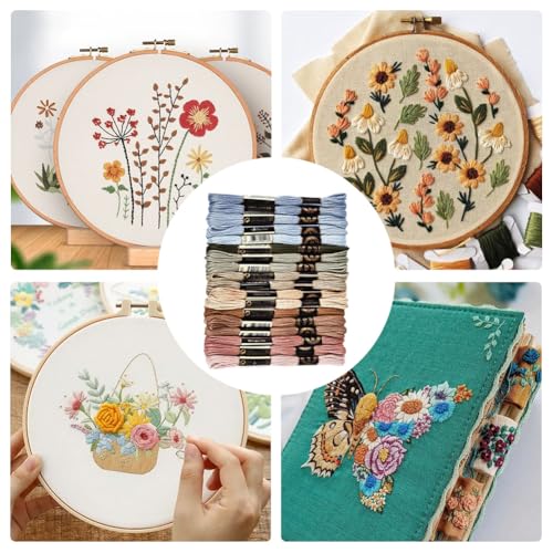 18 Skeins 157.5 Yards Colored Hand Embroidery Thread Floss String Cross Stitch Threads Craft 6 Ply Variegated Polyester Friendship Bracelet Strings for Sewing Making Needlecraft Knitting Diy - color: Colorful