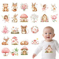 Wxiben Dtf Transfers Ready to Press - 24 Pcs Spring Baby Iron on Transfers for T-Shirts Floral Animals Fairy Heat Transfer Vinyl Decal Sticker Iron on Patches for Clothes Baby Shower Bodysuit Bag DIY - style: Spring Animal