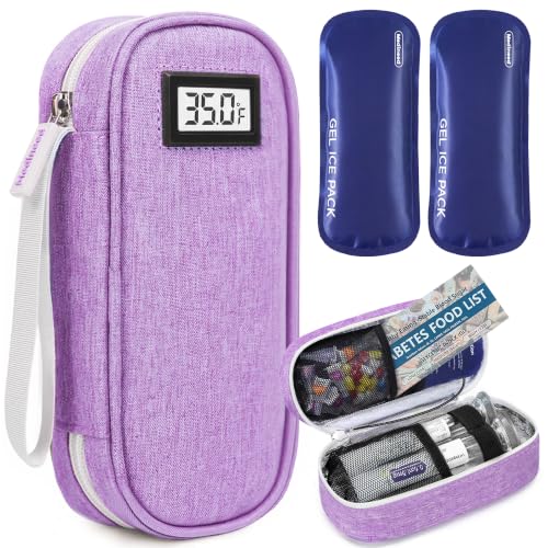 Medineed Temp Display Travel Case Fit 2 Mounjaro & Zepbound Pens,Purple - color: Purple