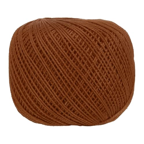 MECCANIXITY Crochet Thread Pearl Cotton Size 3 Red Brown Pearl 164 Yards for Crocheting Tatting Knitting Embroidery Sewing - color: Red Brown