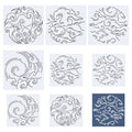 FREEBLOSS 8pcs Sashiko Stencils Plastic Sashiko Template Square Surf Embroidery Patterns Drawing Line Templates for Sewing Hand Quilting 5.5"/8.7"