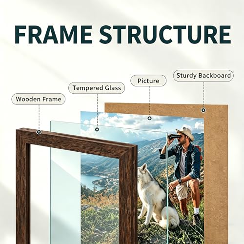 5x7 Hanging Collage Picture Frames Wall Decor, 1-Opening 5x7 Rustic Wood Frame with Hemp Rope Rustic Brown - color: Rustic Brown, size: 5x7