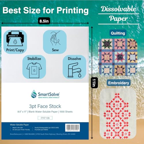 3 pt. Water-Soluble Paper | Dissolves Quickly in Water | Biodegradable | Eco-Friendly | Printer Compatible | Crafts, Drawing, Notes | Letter Size, 8.5” x 11” | Pack of 1,000 White Sheets - style: Pack of 1000