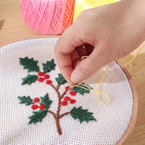 Knitgrip 4 Pack 9 Inches Needlepoint Canvas 13 Mesh Round Blank White Canvas Pure Cotton Needlepoint Mesh Twist Interlock for Embroidery DIY Knit Crochet Projects