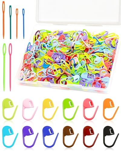 FIVEIZERO 300pcs Stitch Markers for Crocheting & 6pcs Blunt Sewing Needles
