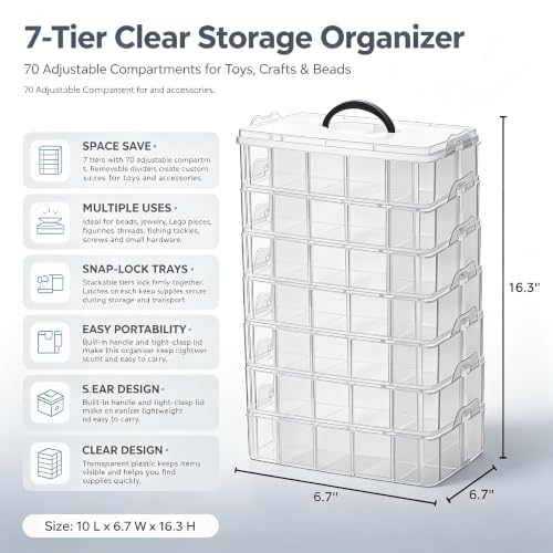 Sooyee 7 Layers Stackable Storage Container, Clear - color: Clear, size: 7 Tier