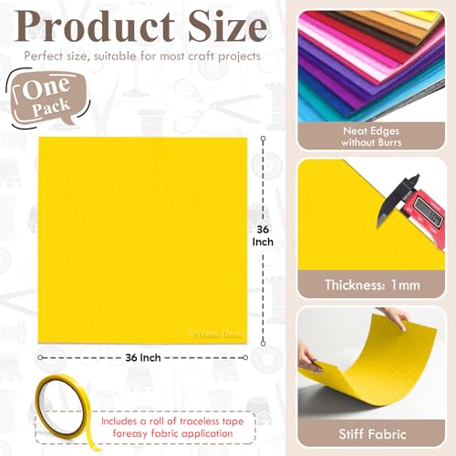 Golden Yellow Felt Fabric 36" x 36", 1 Square Yard Stiff Acrylic Felt Sheet - color: Golden Yellow, size: 36" X 36" (1 Yard)