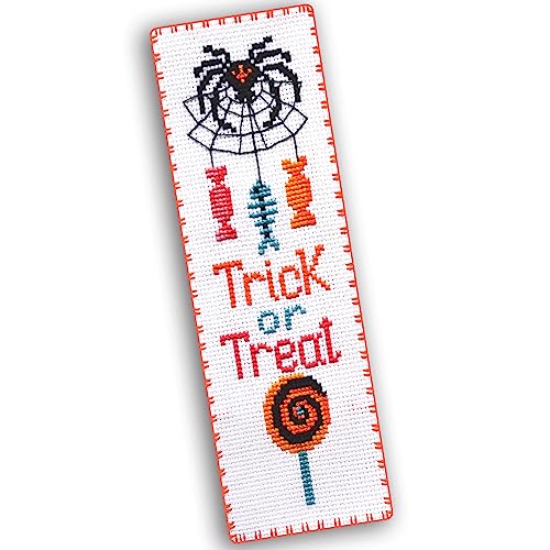 Povitrulya Halloween Cross Stitch Kit Trick or Treat - DIY Bookmark Set for Hand Embroidery - color: Trick or Treat