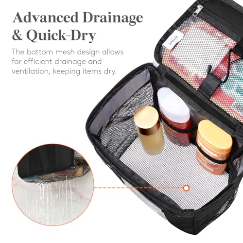 Lifewit Mesh Shower Caddy, Hanging Bathroom Organizer with PVC Phone Bag - color: Black, size: M(8.3"L x 6"W x 10"H)
