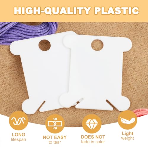 2 Sets Embroidery Floss Organizer, 400 Pcs White Floss Bobbins with 2 Pcs Bobbin Winders and 2 Number Stickers, Plastic Embroidery Thread Organizer, Cross Stitch Thread Storage for DIY Sewing Craft