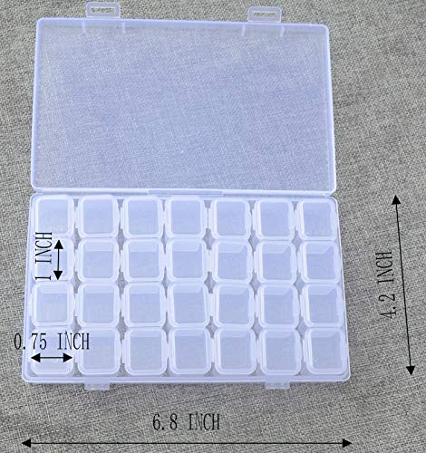 2 Pack 28 Grids Clear 5D Diamond Painting Embroidery Box, Accessories Storage Containers Adjustable Bead Case with 196 Pcs Label Stickers (28 Grids-2pack) - color: 28 Grids-2pack