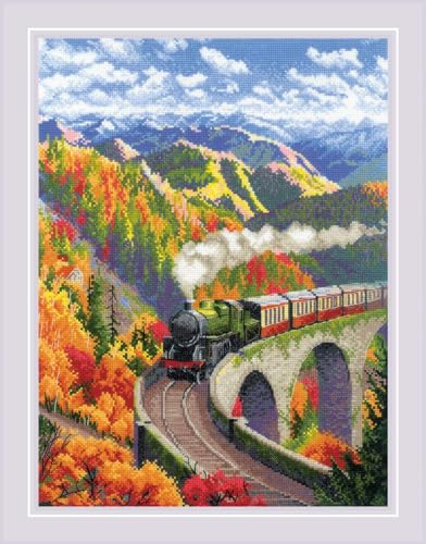 RIOLIS 2211 Autumn Express Counted Cross Stitch Kit 11.75 x 15.75 in - style: Autumn Express 2211