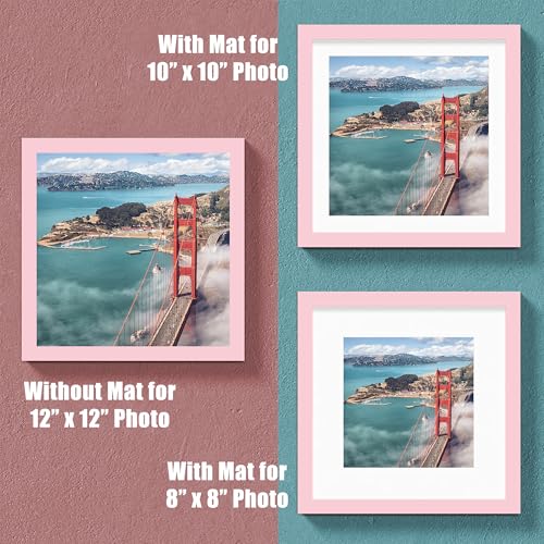 12x12 Wood Picture Frames for Wall Hanging or Tabletop,Diamond Painting Frame Baby Scan Picture Frames with 2 Mats Display 8x8 or 10x10 for Family Walls Decoration,Anniversary,Wedding,Christmas(Pink) - color: Pink, size: 12x12 inch