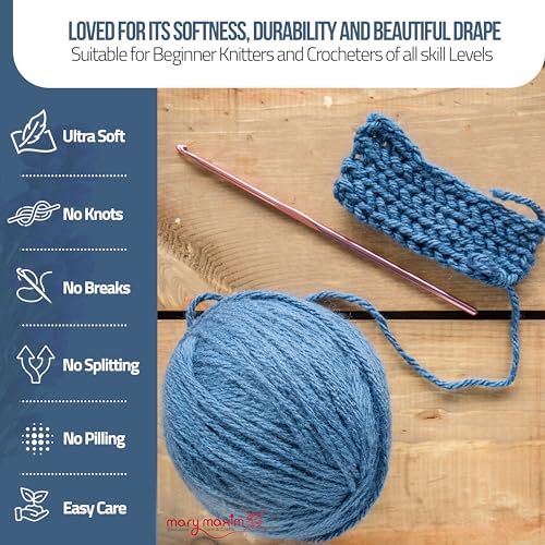 Mary Maxim Starlette Yarn, Soft Acrylic Yarn, 3.5 OZ, 180 Yards, Denim - color: Denim