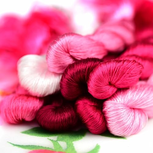 Natural 100% Silk Thread, Handmade Embroidery Thread Silk Floss 8 Colors 110m Each (09) - color: 09