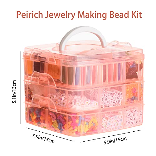 Peirich Jewelry Making Bead Kits, Includes 44 Colors Embroidery Floss with Storage Box with Threads, Over 4900 Beads for Friendship Bracelets, Jewelry Making Christmas Birthday Gift(Orange) - color: Orange
