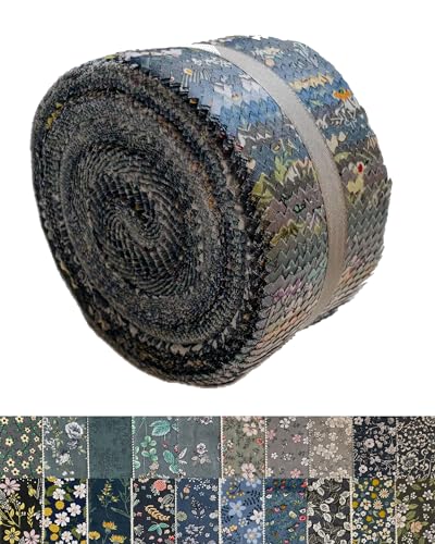 40P Cotton Jelly Roll Fabric Strips for Quilting and Sewing，Grey Area - color: Grey Area