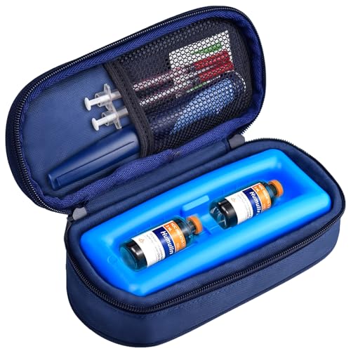 Cruxer Insulin Vial Cooler Travel Case,Portable Refrigerated Medicine Bag - color: Nvay Blue