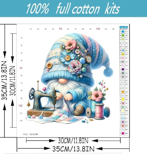 Lzyueyuan Gnomes Stamped Cross Stitch Kits for Adults Beginner, Sewing Cross Stitch Ornament Kits Counted Embroidery Needlepoint Kits Home Decor 13.8X13.8inch - color: Cross Stitch-1029-8