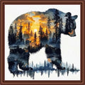 Dimensean Counted Cross Stitch Kit for Beginners, 11CT Unprinted Cross-Stitch Kit Easy Patterns Needlepoint Kit Cross Stitching Embroidery Kit Supplies-Abstract Bear Landscape 18x18 inch - color: ColornNEW23