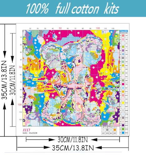 Elephant Stamped Cross Stitch Kits for Adults Beginner Embroidery Crafts - color: elephant