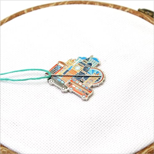 Awesome Pattern Studio Needle Minder Set – London Magnetic Needle Minder + 2 Needle Threaders. Enamel Pin for Cross Stitch, Embroidery and Craft - size: London Set #1