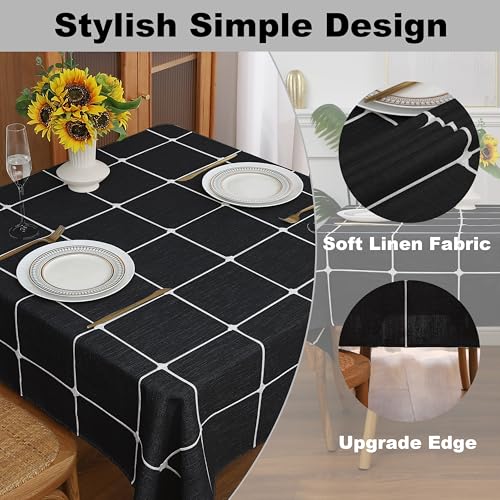 Gernaice Plaid Square Tablecloth Checkered Table Cloth 55” x 55” Black - color: Black, size: 55" x 55" (Square)