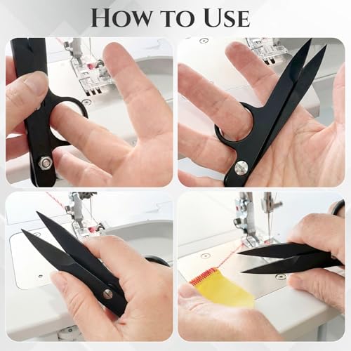 1 Pcs Mini Upgrade Sewing Scissors Fabric Thread Snips Scissors for Sewing Tiny Premium Tailor with Protective Cover Supplies Cutting Clothes Fishing Line Fabric Yarn (Black) - color: Black
