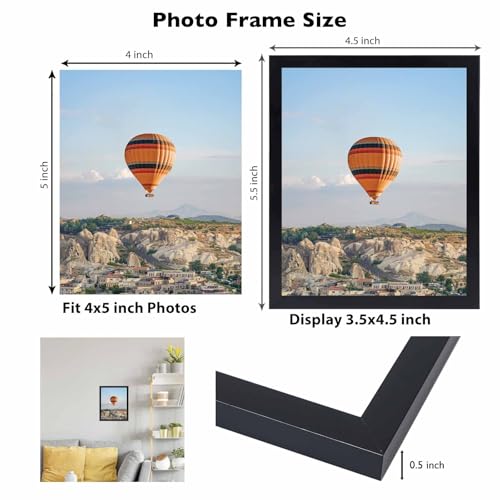 JCJMY 4x5 Picture Frame for Wall or Tabletop, Wall Hanging Horizontally or Vertically, 4 x 5 Wall Gallery Poster Photo Frame with Shatter Resistant Plexiglass, Black - color: Black, size: 4x5 inch
