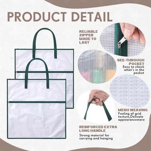 Feifeiya 2 Pack 21.7 Inch Sew Project Bag Needlepoint Project Bag Quilting Embroidery Craft Organizer Storage Bags with Handle and Pocket Zippered with Tools for Art Craft Knitting Quilting Stitching - size: 21.7 Inch