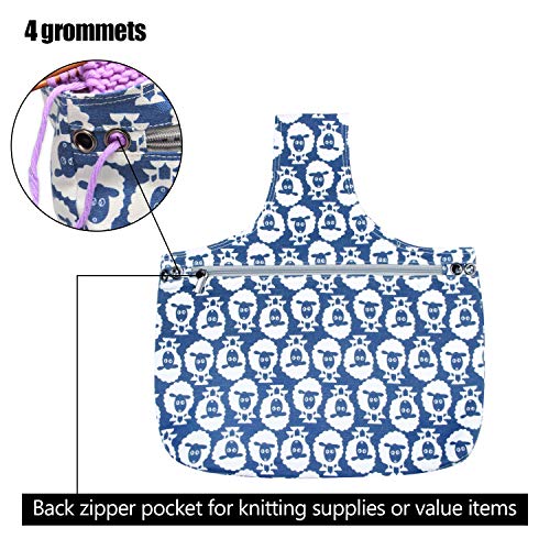 Teamoy Knitting Bag Tote, Travel Crochet Project Wrist Bag, Large, Sheep - color: Sheep, size: Large