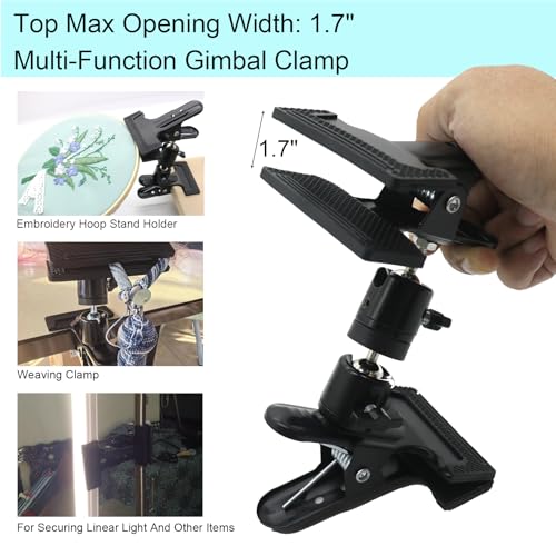 Portable Metal Embroidery Hoop Stand Holder, Adjustable Position and 360° Rotated Cross Stitch Lap Stand Hands Free with Soft Rubber Protection for Needlework Needlepoint & DIY Crafts