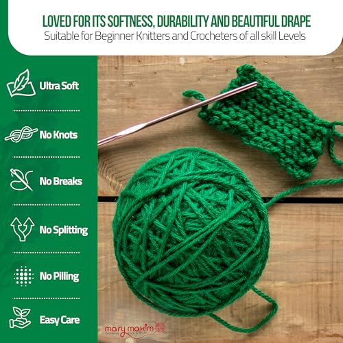 Mary Maxim Starlette Yarn, Soft Acrylic Yarn, 3.5 OZ,180 Yards,Grass Green - color: Grass Green